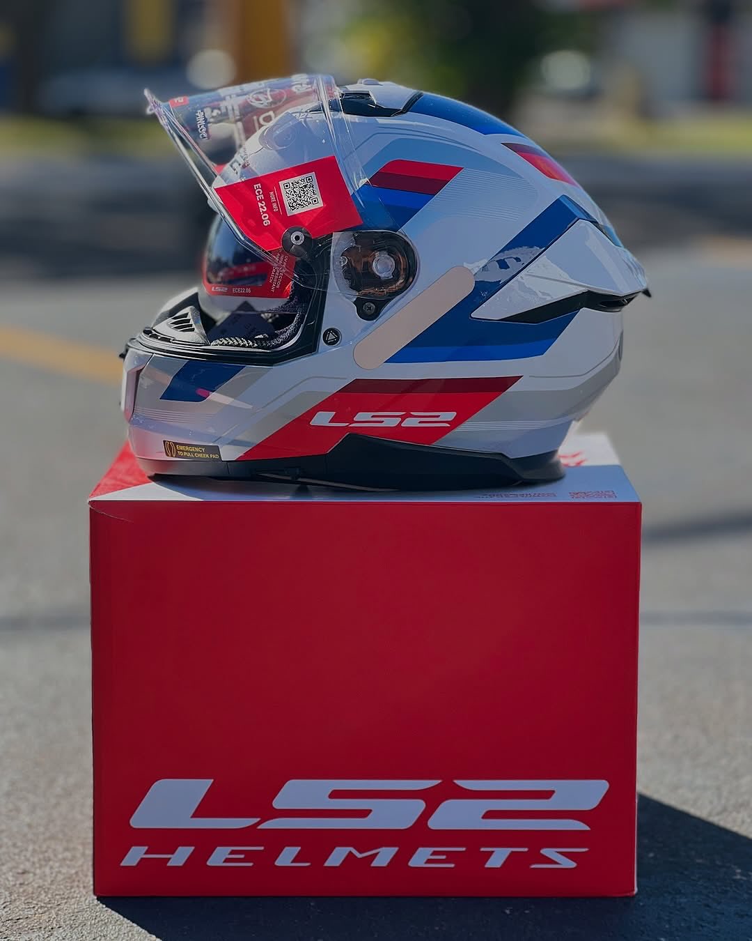 CAPACETE LS2 STREAM II VINTAGE AZUL/VERMELHO