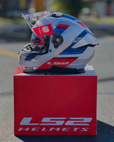 CAPACETE LS2 STREAM II VINTAGE AZUL/VERMELHO